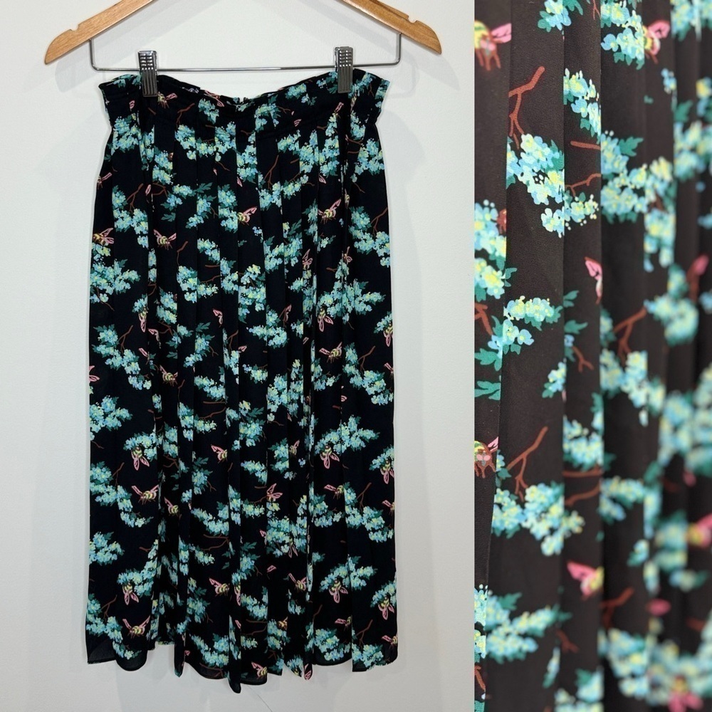 J. Crew Black and Blue Floral Ribbed Maxi Skirt (4)